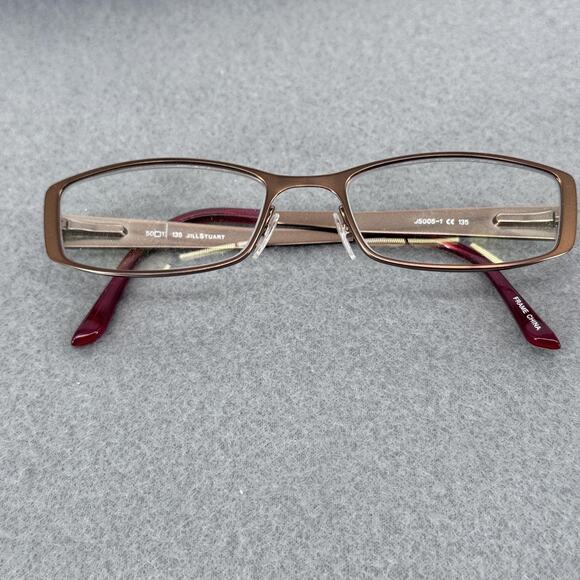 Jill Stuart Eyeglasses Womens Brown Studded Rectangle JS005-1 50-17-135 w/ Case - Picture 12 of 13